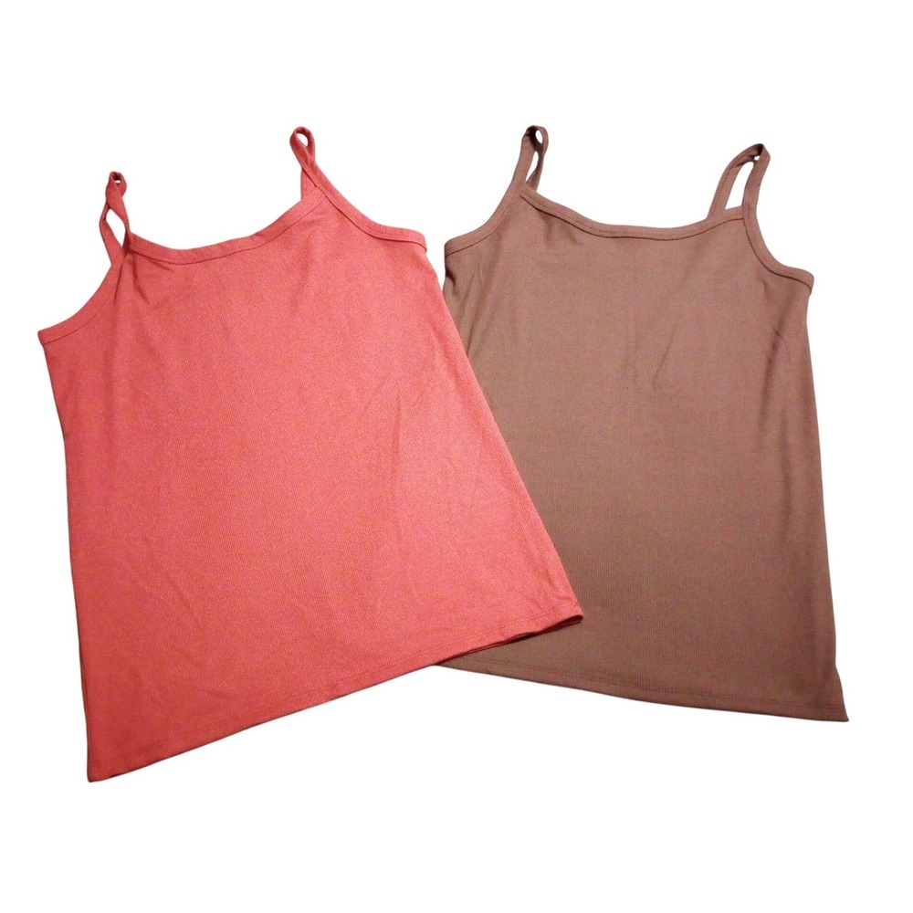 No Boundaries Ribbed Camisole Tank Top 2 Pack Rust & Brown XL 15-17 Womans